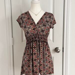 Copper Key Size Large Y2K V Beck Waist Cinching Baby Doll Top